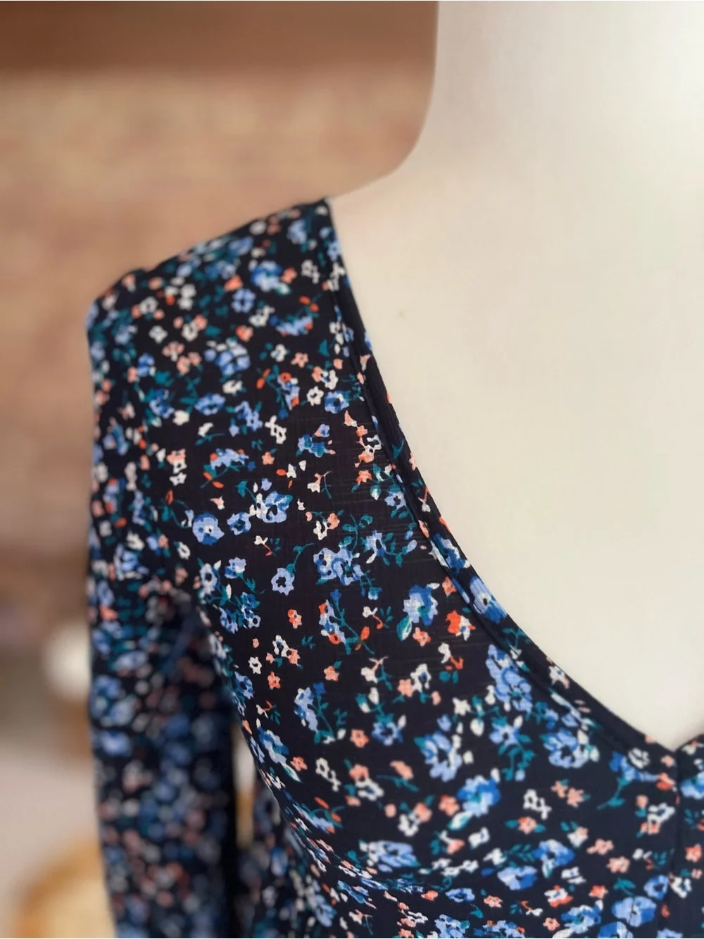 La La Land Creative Co. Navy Blue Floral Babydoll Mini Dress XS Cottagecore